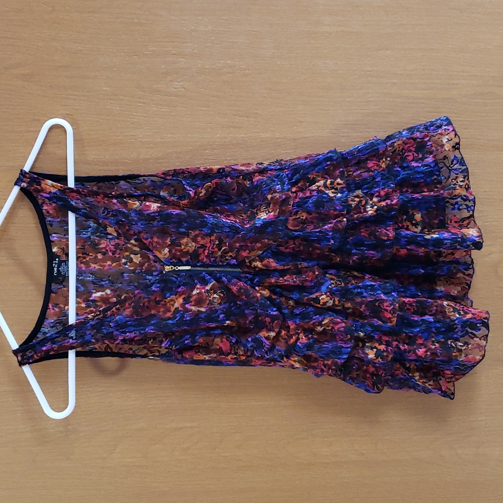 Rue21 Lace Sheer Ruffled Tank Top, Size L